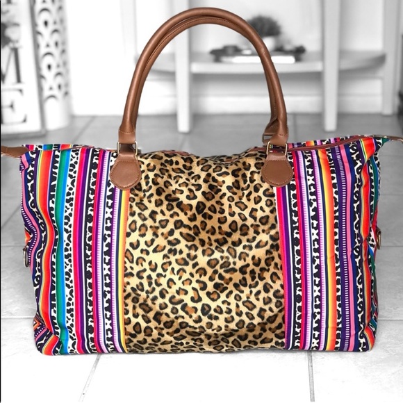 ValMarie Handbags - New! Sale 🔥 XL Huge Leopard Stripe Cow Travel Duffel Bag Overnight